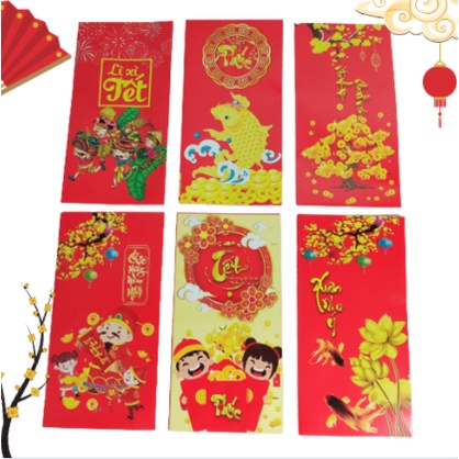 [COMBO 10 CÁI] Bao Lì Xì 2023 Giá Sỉ Rẻ Tết Độc Lạ Màu Đỏ Đẹp Họa Tiết Cute Thần Tài Tiền Đô