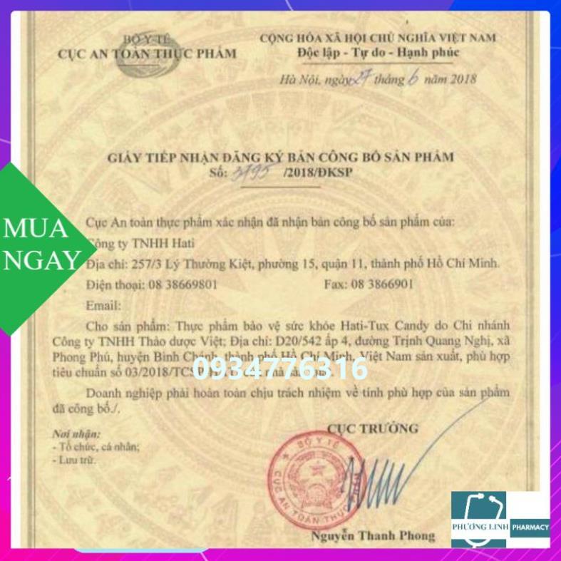 Kẹo Ngậm Hati-Tux Hỗ Trợ Gảm Ho, Viêm Họng
