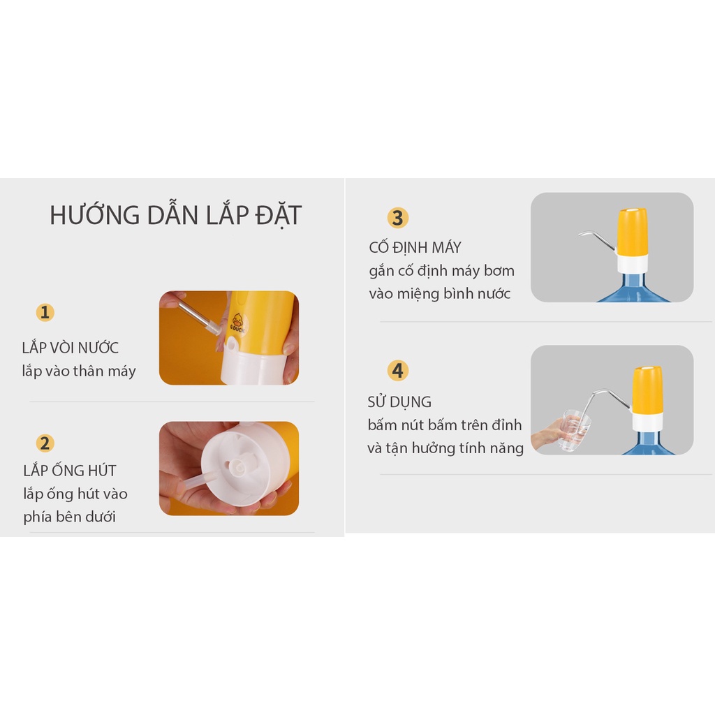 Máy Vòi Bơm Nước Tự Động Bình Đóng Chai Mini Sạc Điện USB Tiện Lợi Cầm Tay Thương Hiệu G.Duck Kids