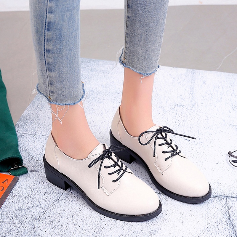 Black Occupation Matches Dress Women's Shoes Student Interview To Work Small Leather Shoes Women With Comfortable Thick