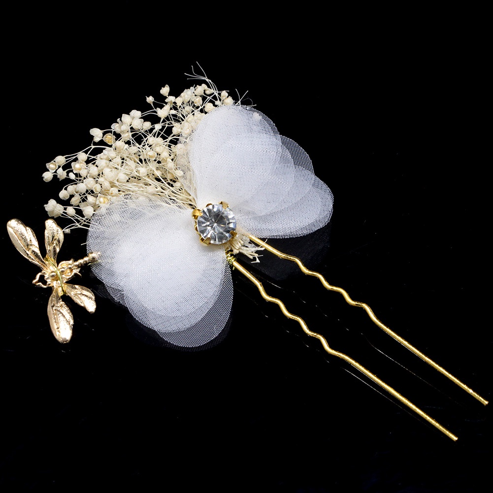 Kẹp tóc họa tiết chuồn chuồn đính đá đơn giản xinh xắn cho nữ