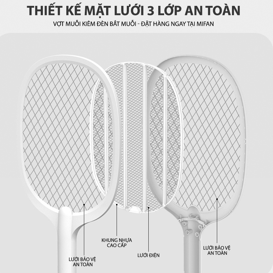 Vợt Muỗi kiêm Đèn Bắt Muỗi 2 trong 1 - Pin sạc cao cấp 1200 mah  - Bảo hành 3th 1 đổi 1
