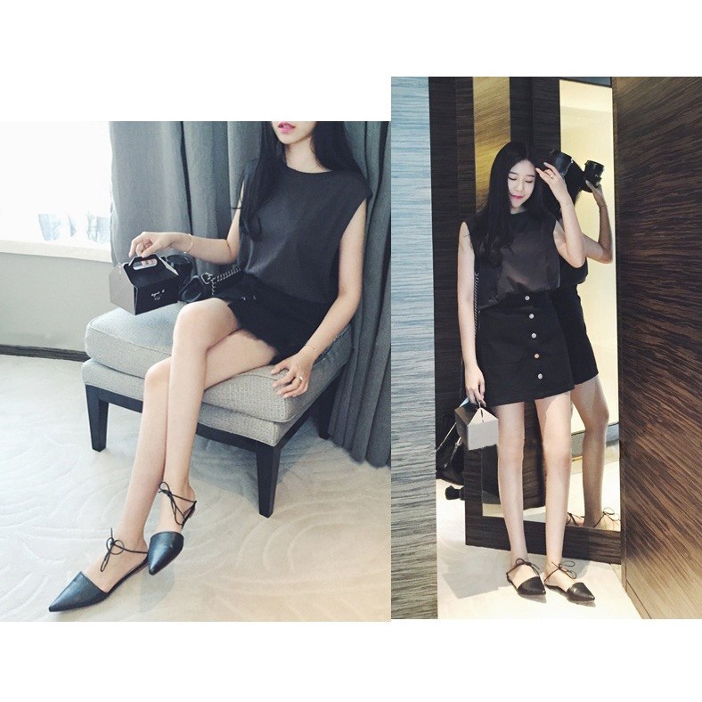 Váy jean 2 túi cài nút C115 vải dày không co dãn, cá tính, trẻ trung, hàng Quảng Châu