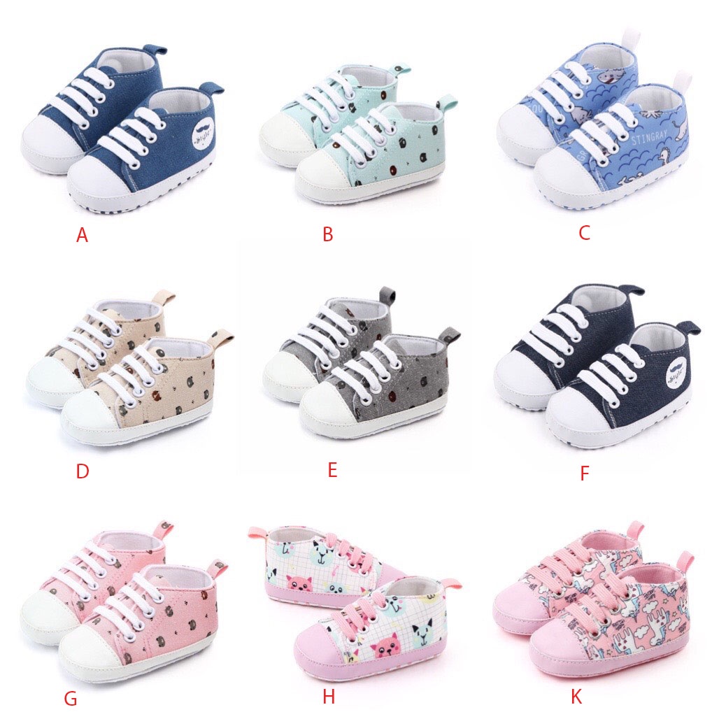 Giày tập đi đế mềm chống trượt dễ thương nhiều màu tùy chọn cho bé 0-12 tháng tuổi
