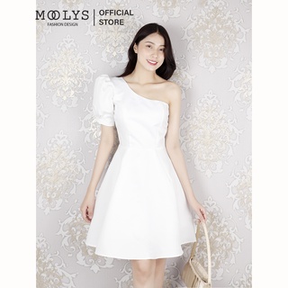 Đầm dự tiệc thiết kế lệch vai tay phồng Moolys MD011