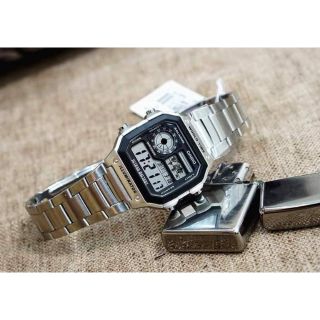 Đồng hồ Nam AE1200 mặt vuông dây thép không gỉ