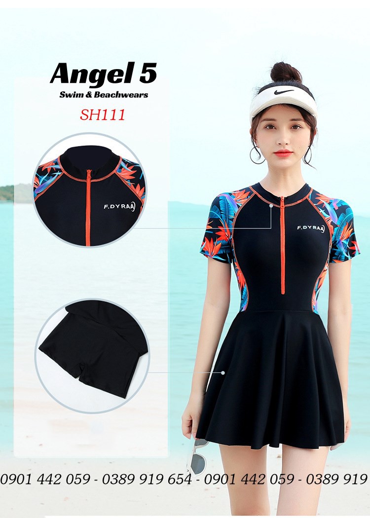 Đồ bơi liền thân nữ tay ngắn SH111 | BigBuy360 - bigbuy360.vn