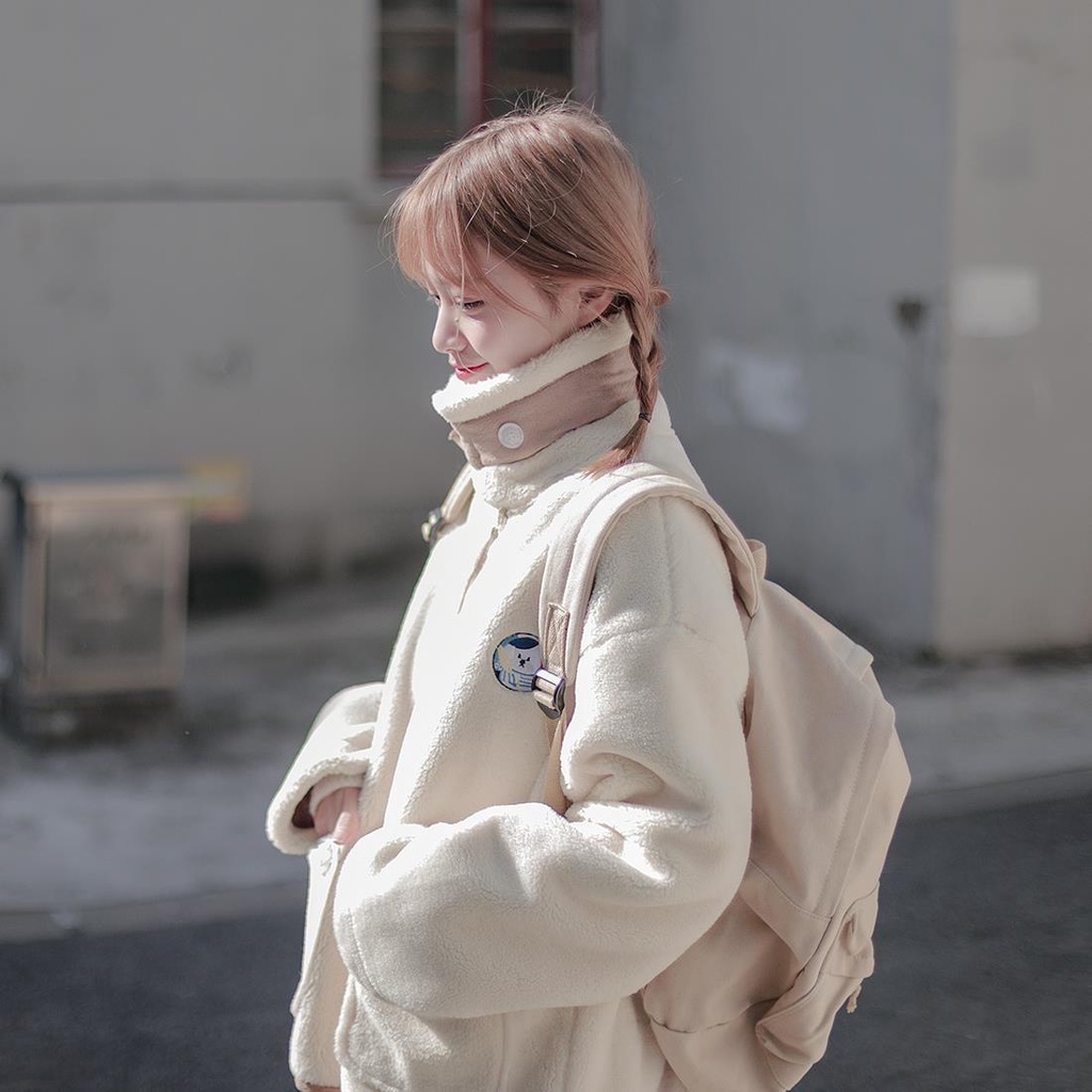 Áo khoác bằng lông len ngắn có đệm cotton phong cách Nhật Bản thời trang mùa đông đáng yêu dành cho học sinh Bai Sesen