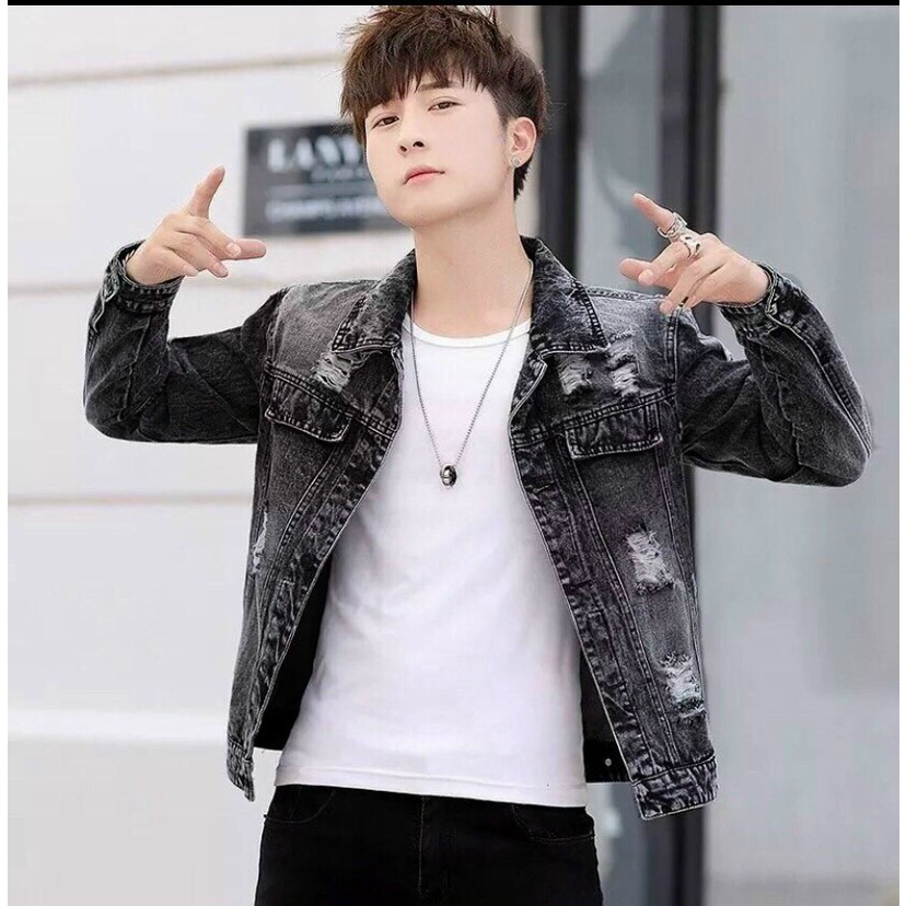 Áo Khoác Jean Nam ALLEN STORE ,Có Mũ Nón, Phối Sau Lưng, Vải Cotton, Không Co Giãn, Phom Đứng, AL06