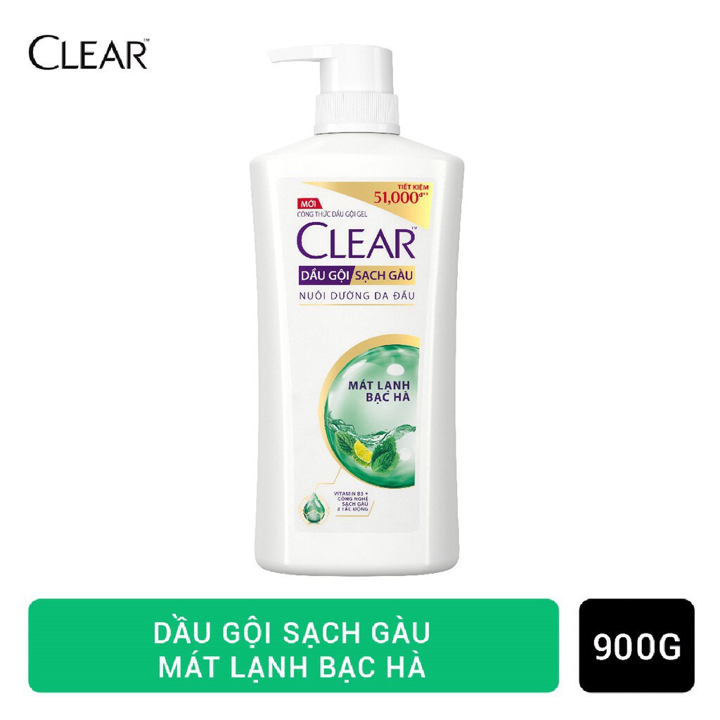 DẦU GỘI CLEAR BẠC HÀ 900ml