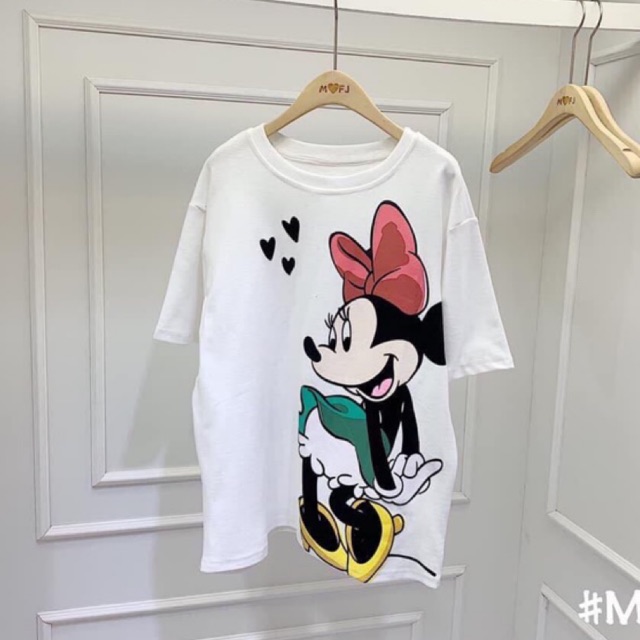 Áo thun nữ chuột Mickey (ảnh thật) trắng đỏ