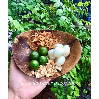 Đĩa gáo dừa ovan decor food