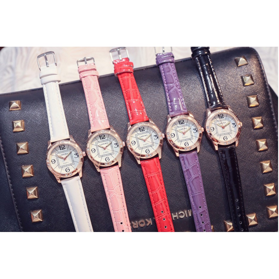 Đồng hồ nữ dây da DIKESS/LAOLIKA mặt đính đá sang chảnh | BigBuy360 - bigbuy360.vn