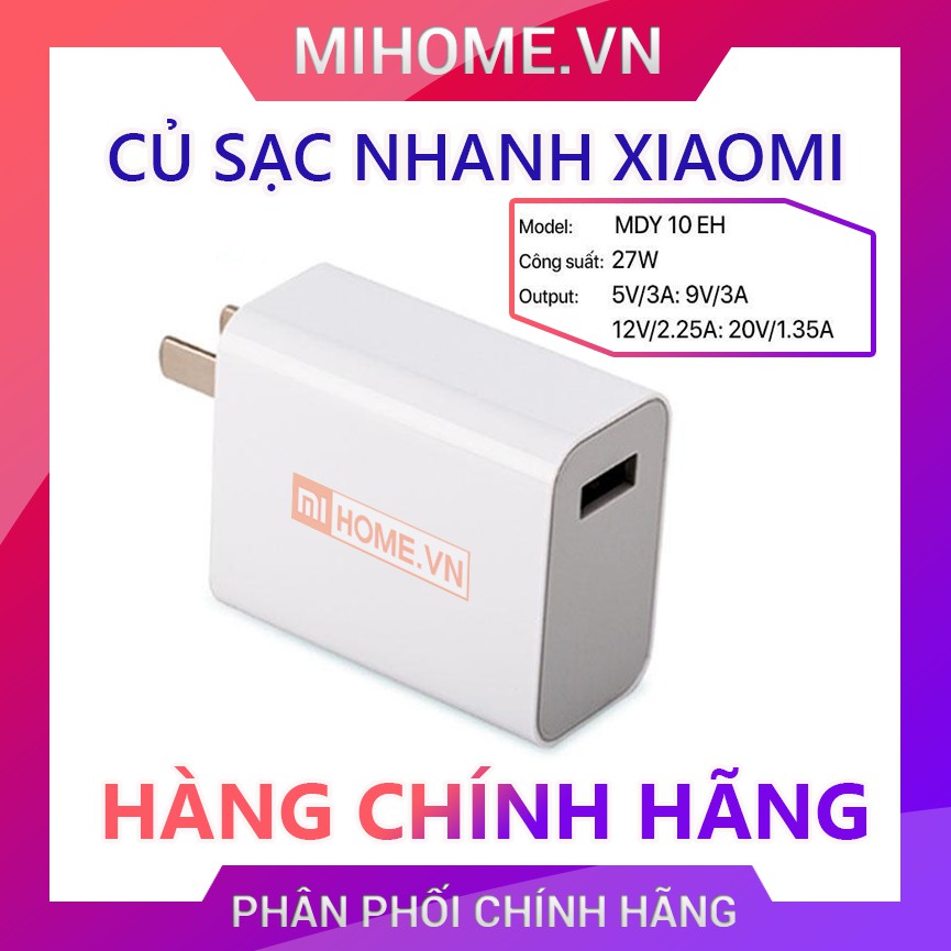 Củ sạc nhanh Xiaomi chính hãng Quickcharge 3.0 4.0 18W 27W 30W 33W 1A1C - Cáp type C chính hãng