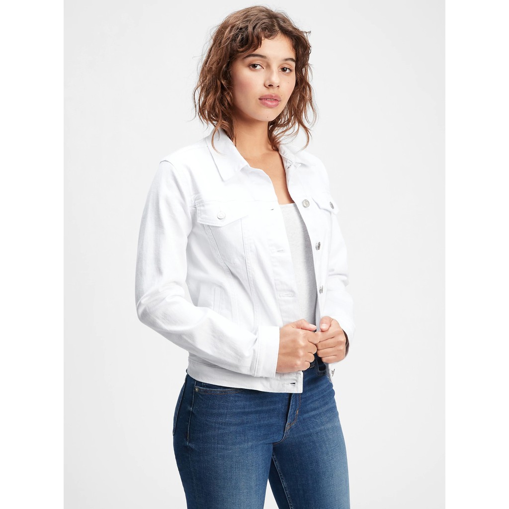 Áo Khoác Nữ Gap Icon Denim Jacket Optic White