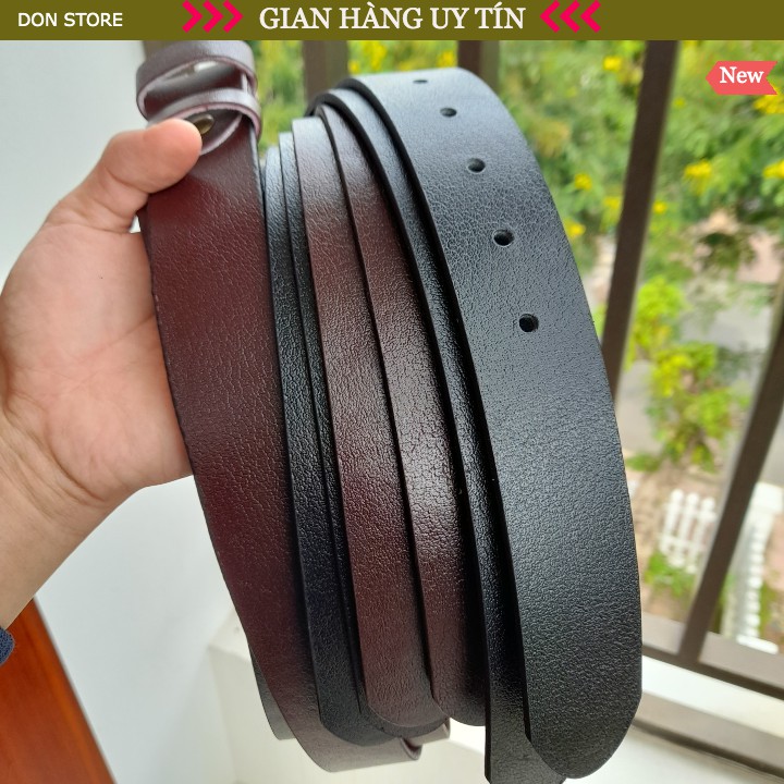 Dây Lưng Da Bò Thật Cho Khóa Kim Cài hoặc Khóa Bấm Lỗ (dây không mặt, 3.5cm &amp; 3.8cm x 120cm - tặng cây đục lỗ)