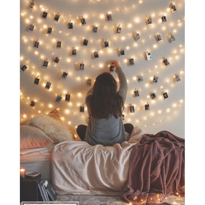 Combo 30 ảnh Polaroid kèm 30 kẹp gỗ và dây đèn gocnha
