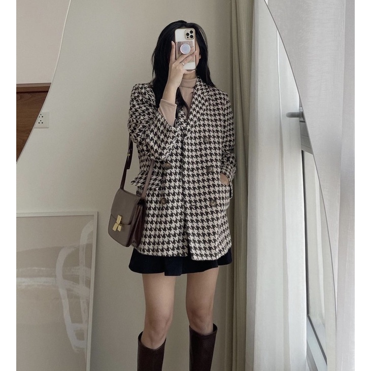 Áo khoác DẠ KẺ hoạ tiết ZICZAC (6 cúc) | BigBuy360 - bigbuy360.vn