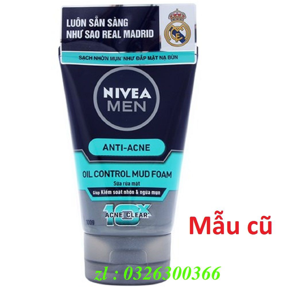 Sữa Rửa Mặt Nam 100g Nivea Bùn Khoáng Kiểm Soát Nhờn & Ngừa Mụn