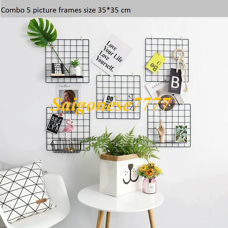 (Đen+Trắng) 2 Khung Hình Lưới Sắt Nghệ Thuật Trang Trí Decor Nhà Phòng Ngủ Siêu Xinh Picture Frame