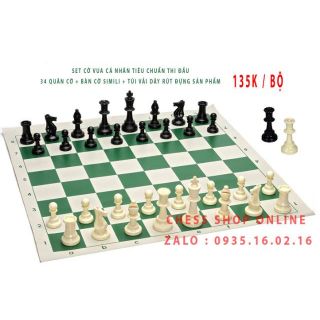 Bộ cờ vua cá nhân tiêu chuẩn bàn simili cuộn (tặng kèm hậu mỗi bên) có hình chụp sản phẩm thật