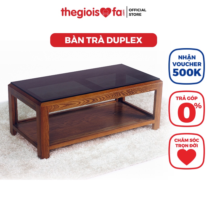 Bàn trà kính Duplex gỗ tần bì cao cấp duplex02