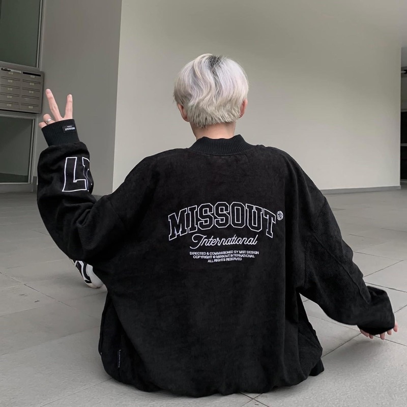 Áo Khoác Bomber Nhung gân MST 17 màu ĐEN 🖤 Nam nữ unisex 🖤 Áo Jacket form rộng 🖤