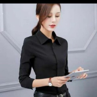 Áo sơ mi công sở nữ cao cấp màu đen form ôm chuẩn đẹp vải kate ý  ྇ '