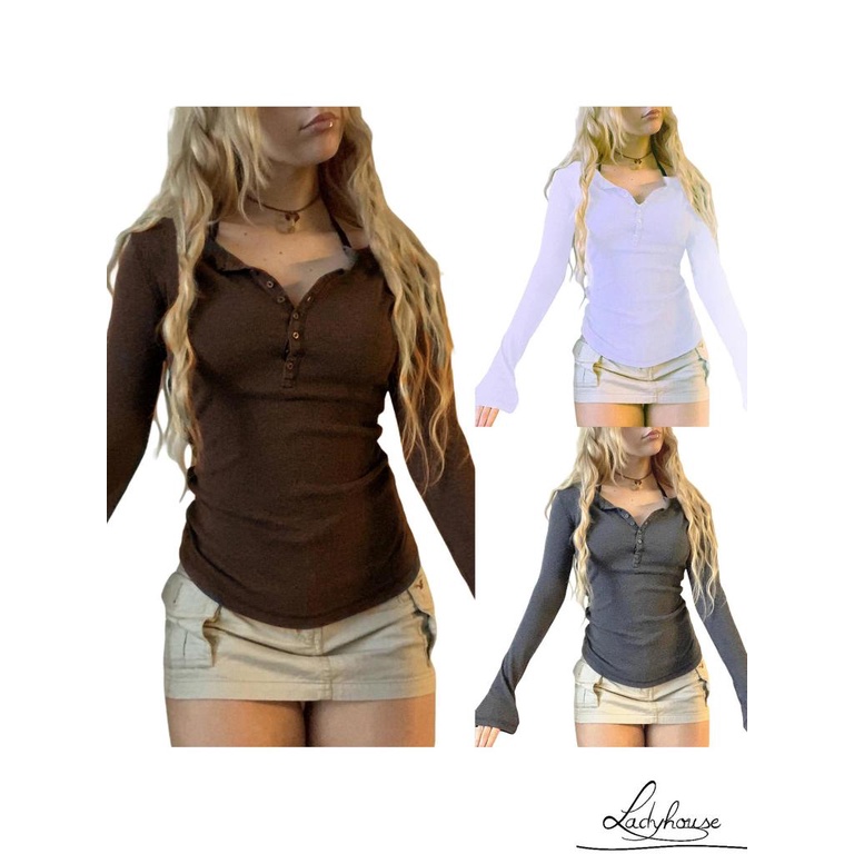 Áo Thun Dài Tay Ôm Dáng Màu Đen Thời Trang Xuân Thu Cho Nữ