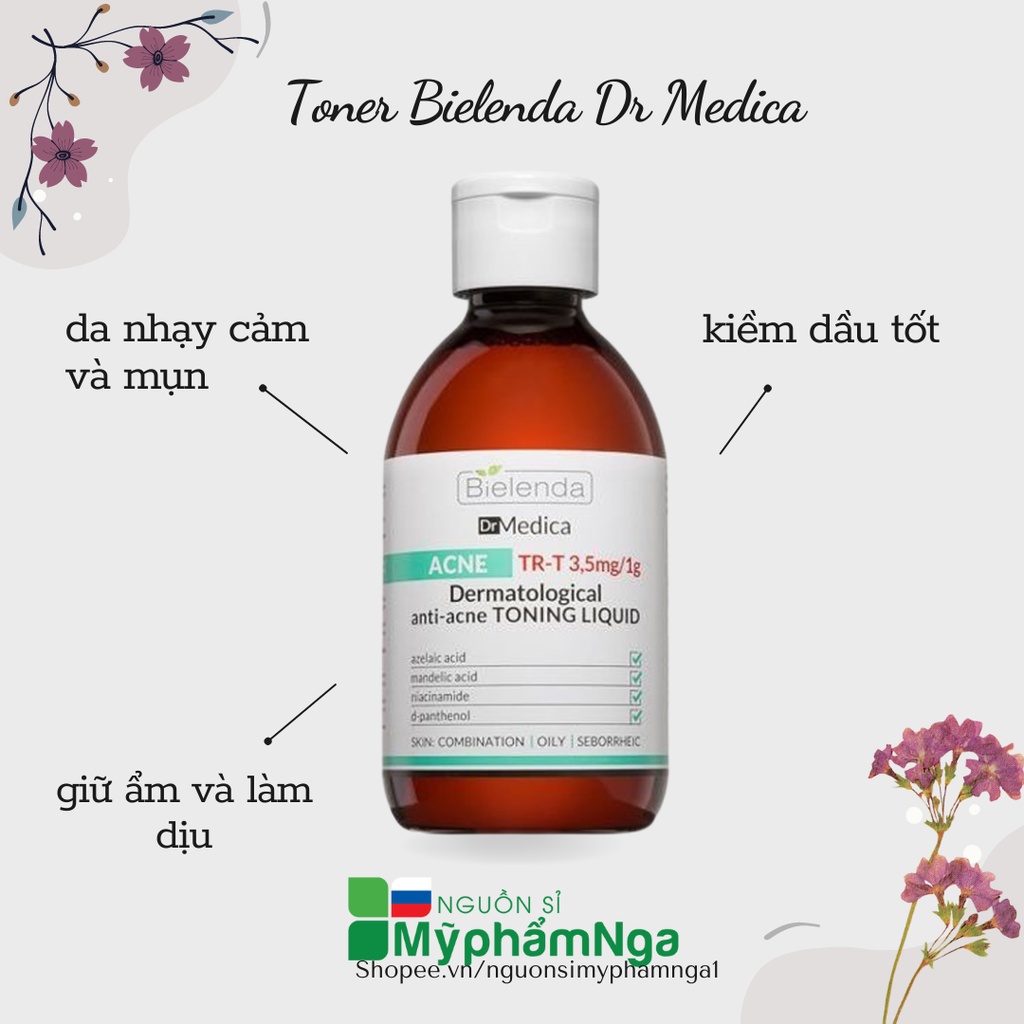 Toner nước hoa hồng Bielenda Dr Medica giảm mụn cấp nước