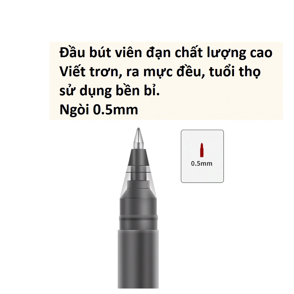 Bút bi nước mực gel ngòi 0.5mm HAKI màu đen đỏ xanh dụng cụ viết văn phòng phẩm B15