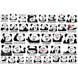 Sticker meme gấu trúc 30 cái ép lụa bóc dán dễ thương xinh