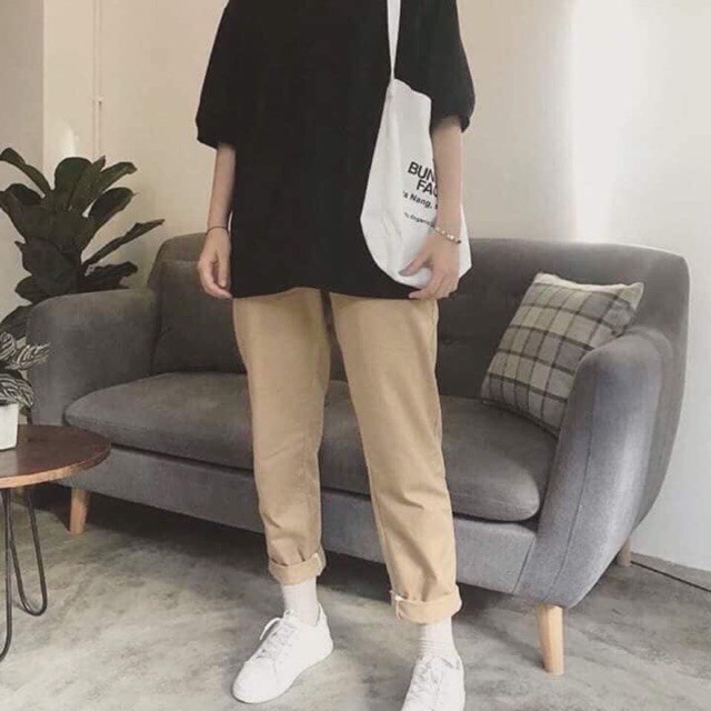 Quần Kaki Nữ Ống Rộng Phong Cách