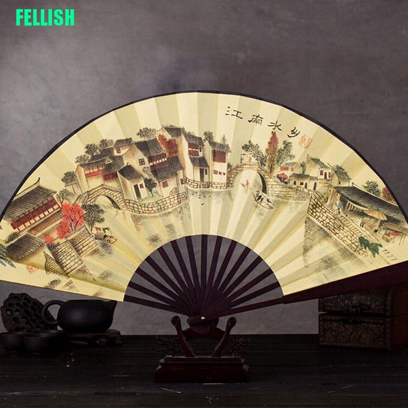 Quạt vải polyester in họa tiết phong cách Trung Hoa