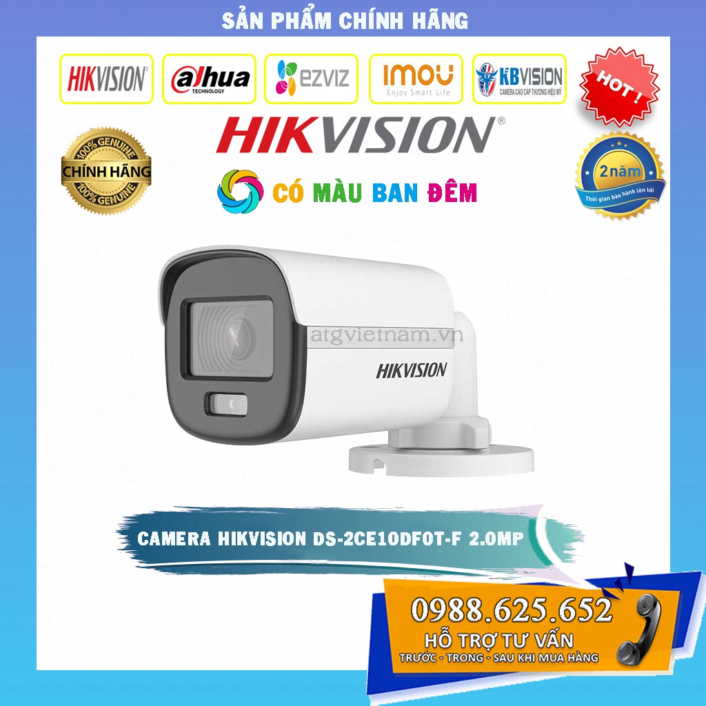 Camera Hikvision DS-2CE10DF0T-F Full HD 1080P - Ban Đêm Có Màu - Hàng chính hãng - Bảo hành 2 năm