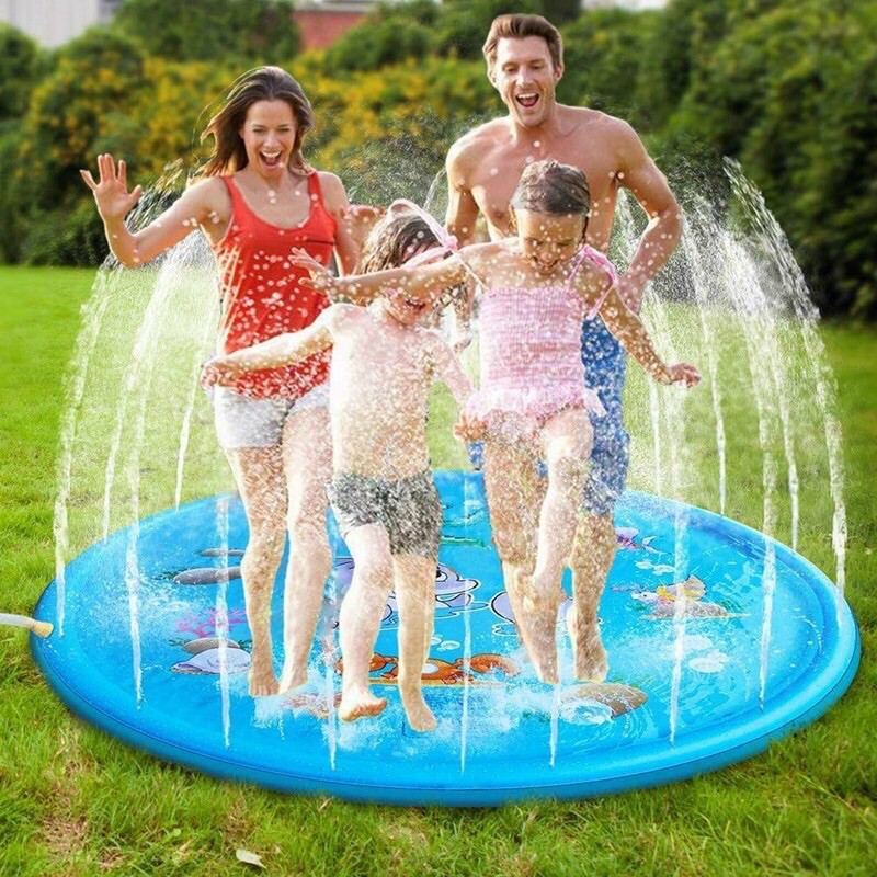 Bể bơi phao tròn phun nước kích 170cm dành cho bé hè 2021 - Thảm phun nước chơi bể bơi bơm hơi hình tròn