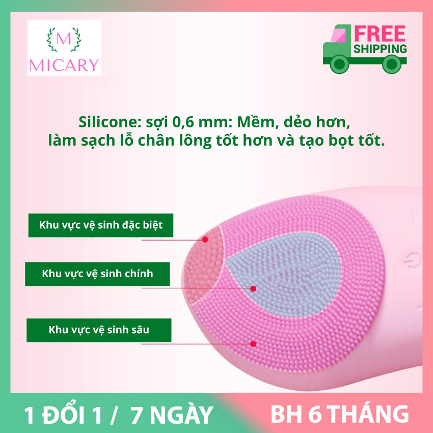 Máy rửa mặt massage da làm sạch silicon mini đa năng Sonic Facial Brush công nghệ sóng rung.Được tích hợp nhiều tí