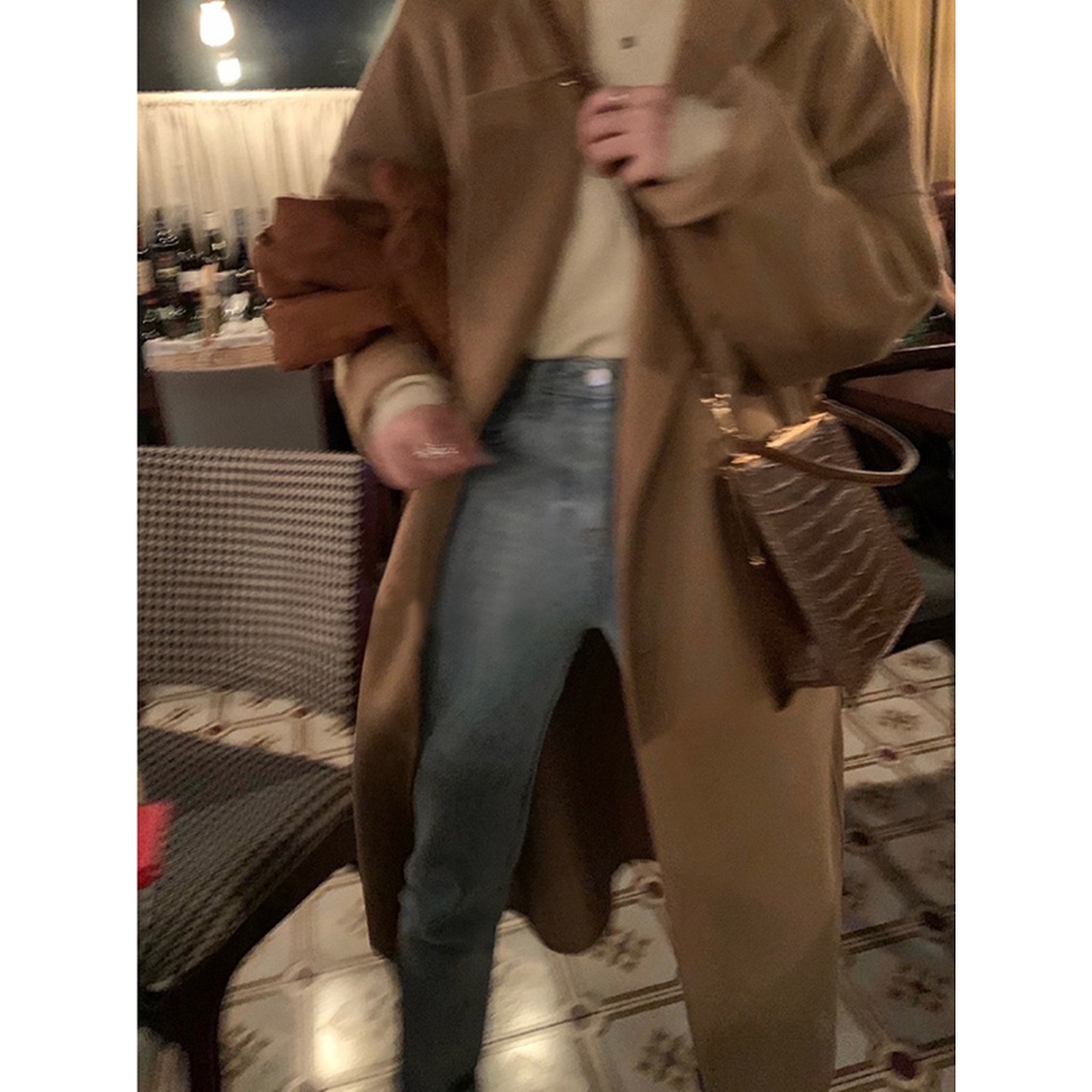 Áo Khoác Len Hai Mặt Dáng Dài Thời Trang Thu Đông Cho Nữ 2021