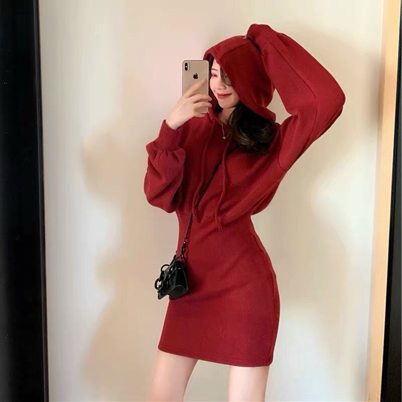 Váy body len gân