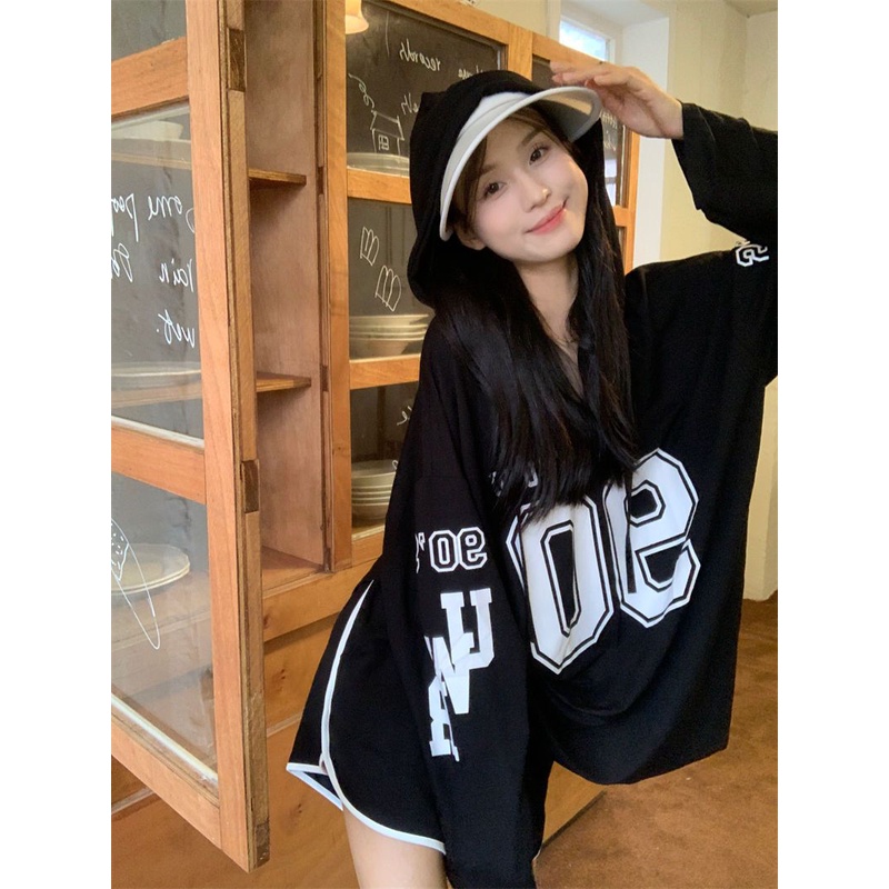 Jiashucheng Áo Hoodie Tay Dài In Chữ Phong Cách Hàn Quốc Dành Cho Nữ