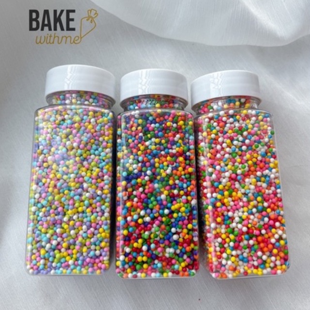 Kẹo đường, cốm trang trí bi tròn 2mm dùng trang trí các loại bánh sinh nhật, donut, cupcake