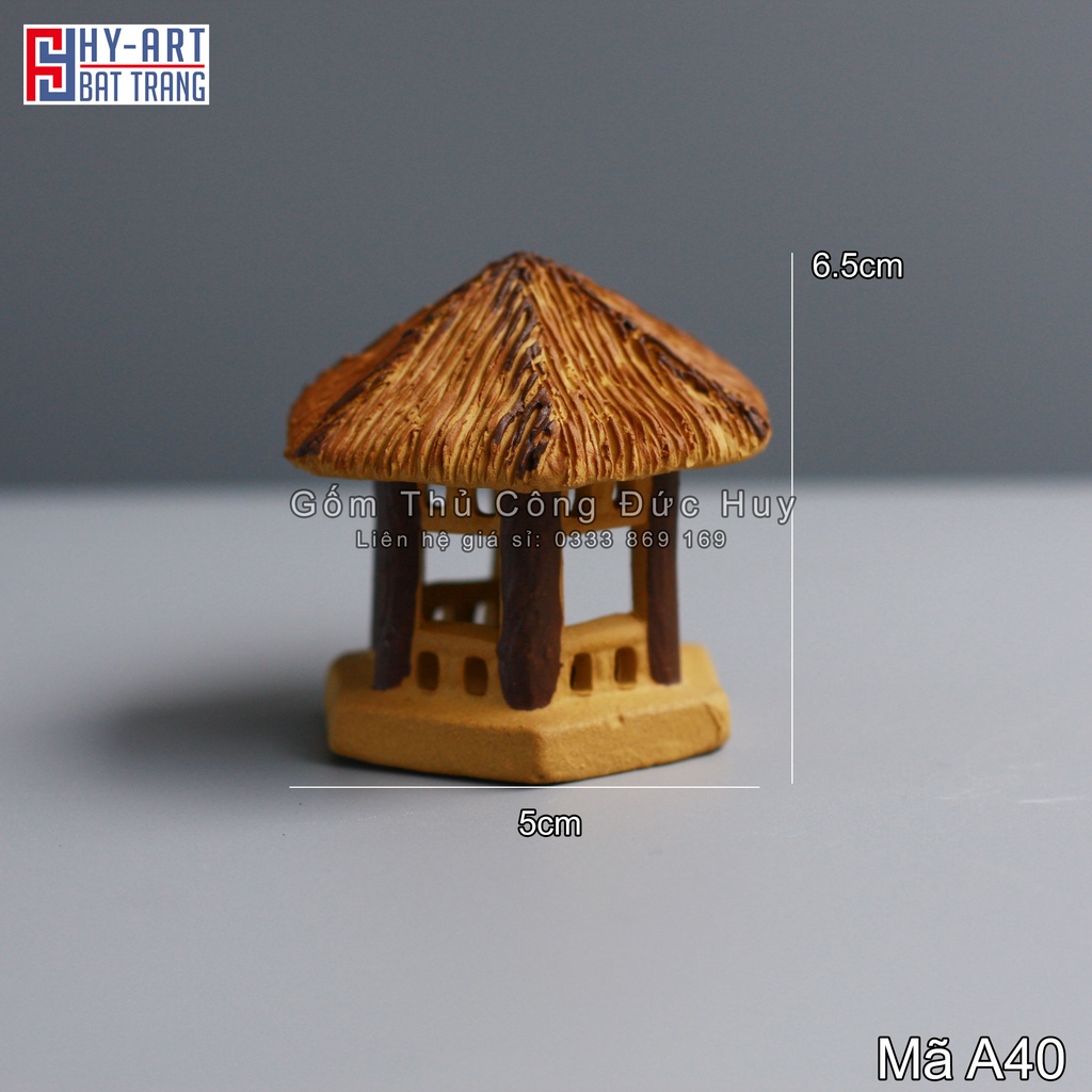 Tiểu cảnh hồ cá, trang trí bể cá cảnh, Mô hình gốm lầu gió mini trang trí hòn non bộ chậu cây bonsai