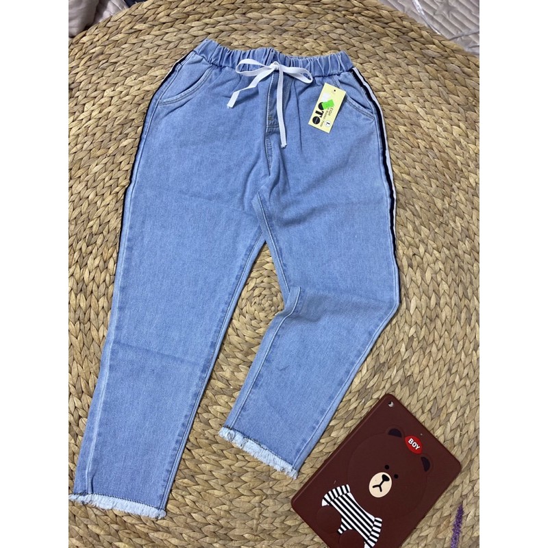 Quần baggy lưng thun phối sọc