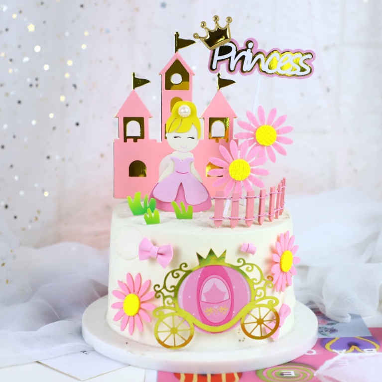 phụ kiện bánh kem [FREESHIP] set cắm hoàng tử công chúa vàng