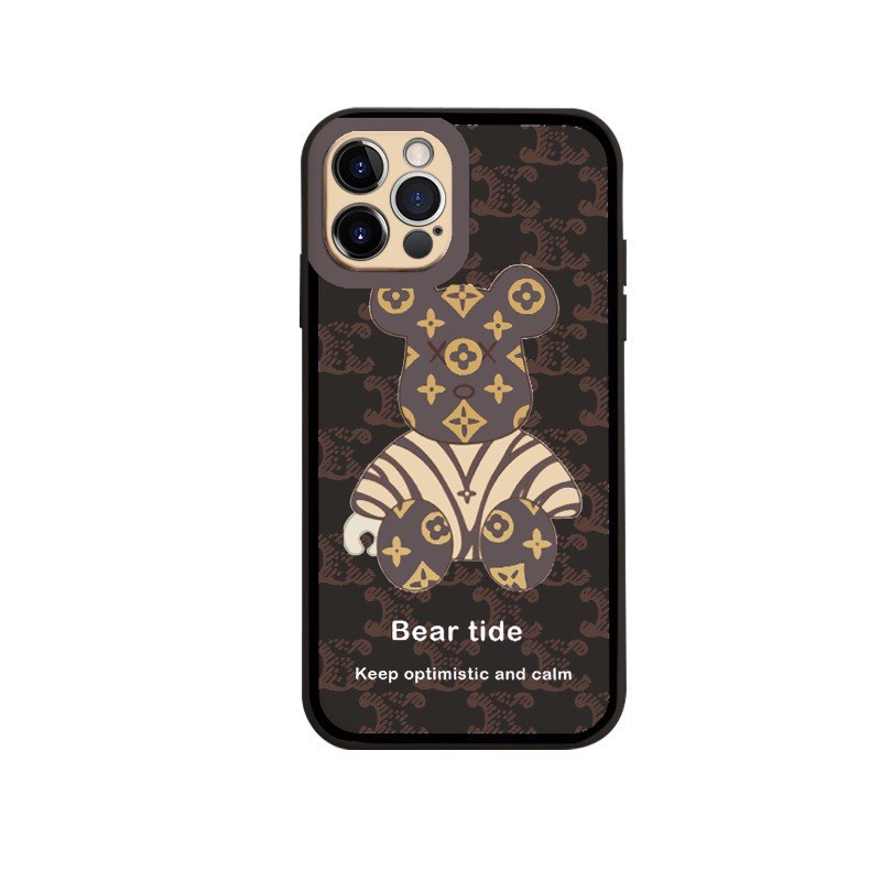 Ốp lưng iphone hình hình gấu bear lv tide cạnh vuông viền màu camera 7plus/8plus/x/xs/xsmax/11/12/13/pro/promax