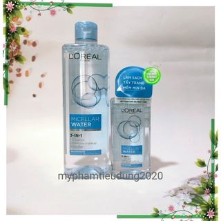 Nước tẩy trang Loreal (Xanh nhạt-tươi mát) L'Oreal Paris 3-in-1 Micellar Water 95ml/400ml