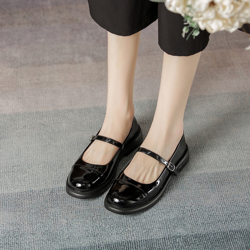 Giày Lười Da Bóng 3cm Phong Cách Anh Quốc Cổ Điển Cho Nữ