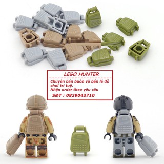Army phụ kiện Minifigures : Balo lính các màu vàng cát , xanh , xám