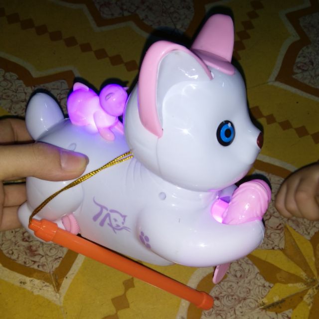 Lồng đèn mèo ôm cá có đèn, nhạc