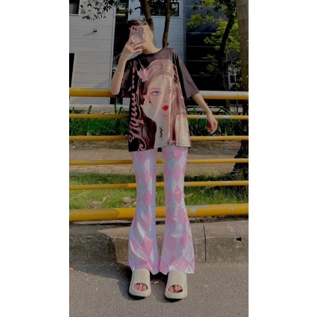 Set Bộ Áo Thun 3D Tay Lở Quần Suông Loe Trơn-Sọc Ảnh Thật